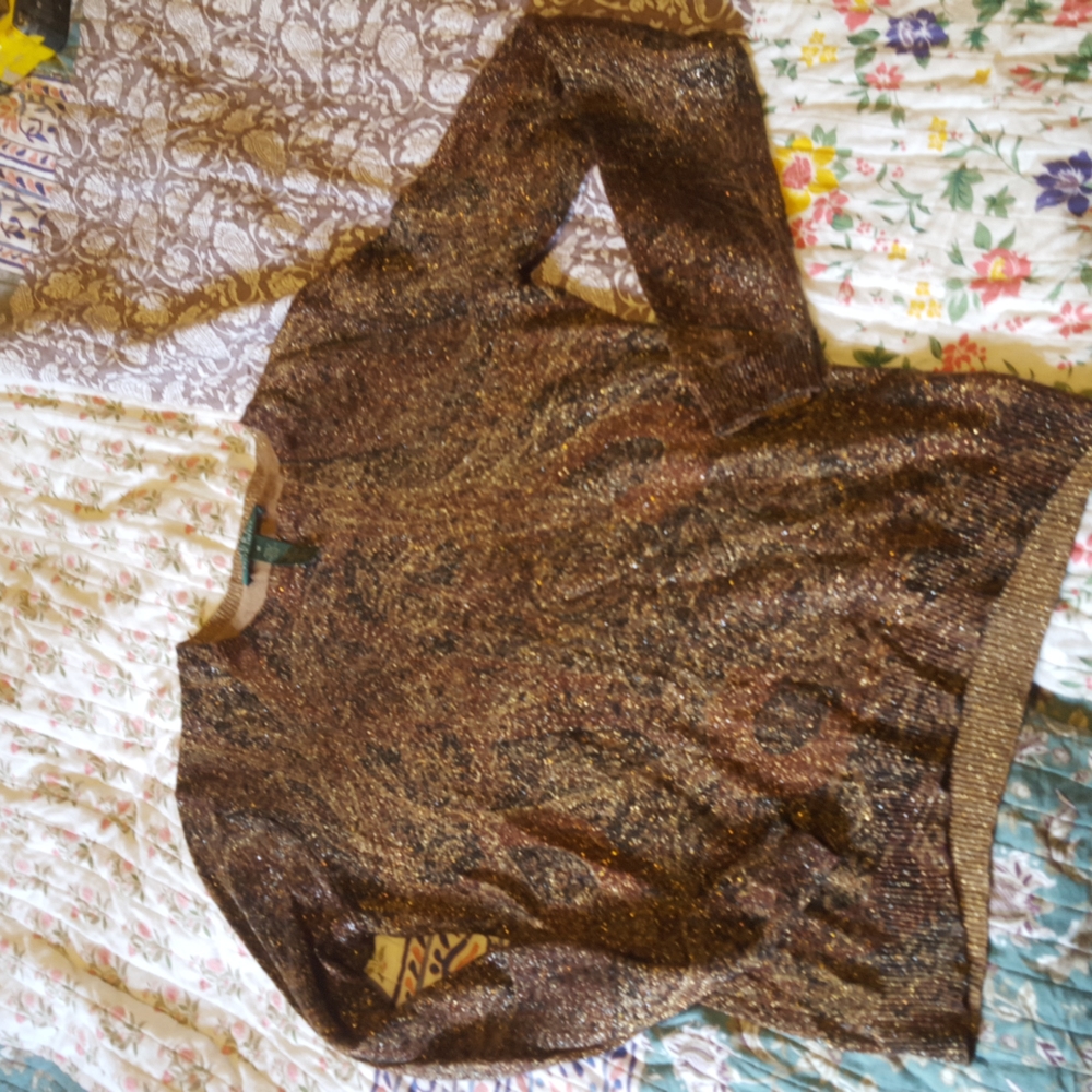 Ralph Lauren silk and gold lurex metallic sweater